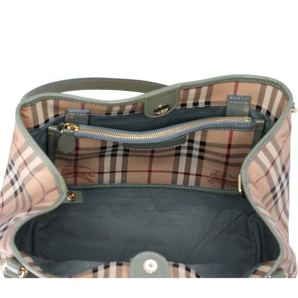 Burberry Check Canterbury Shoulder Bag Coated Canvas Green - Picture 5 of 7